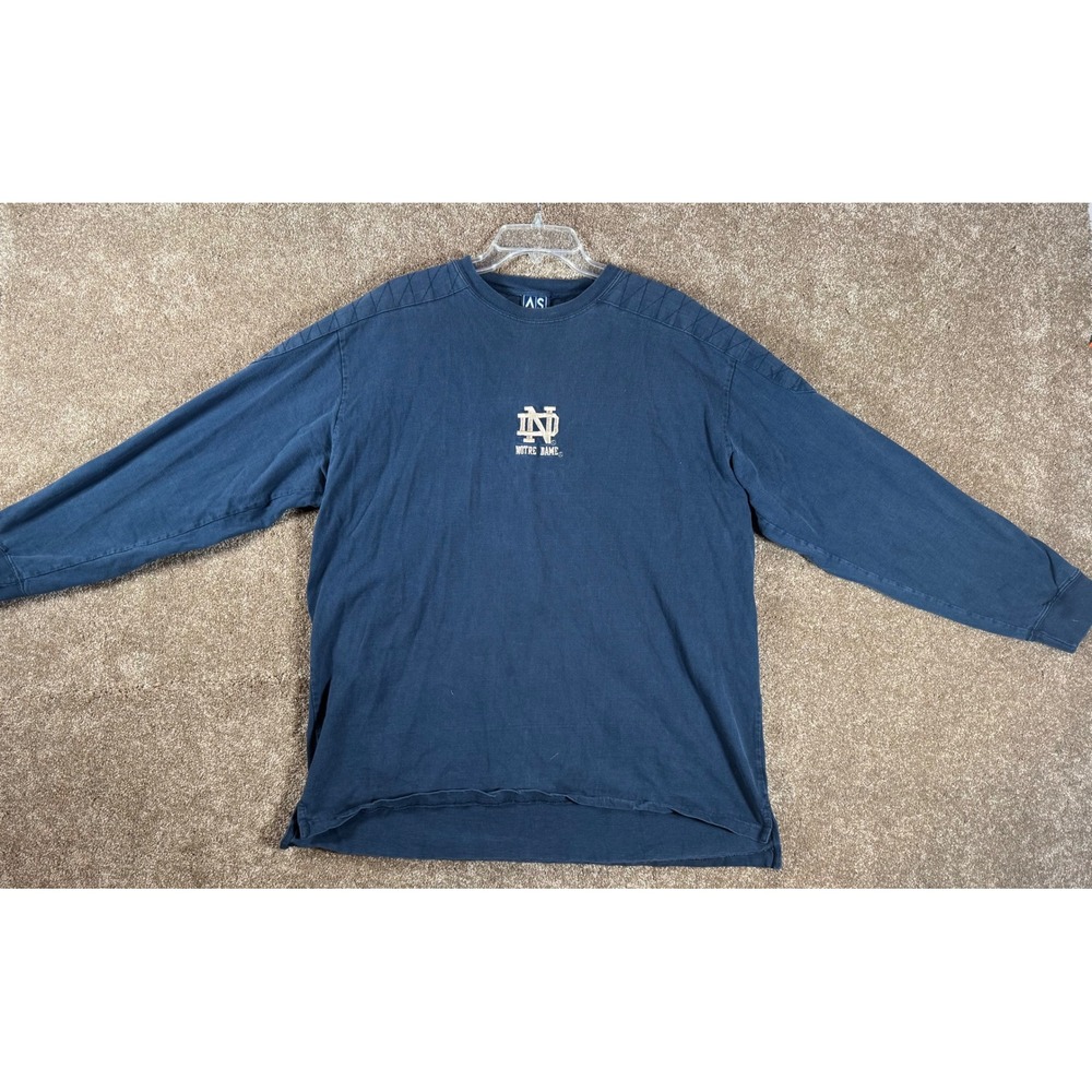 VTG Notre Dame Fighting‎ Irish Mens Sweatshirt Irish 42 Blue Athletic Apparel XL